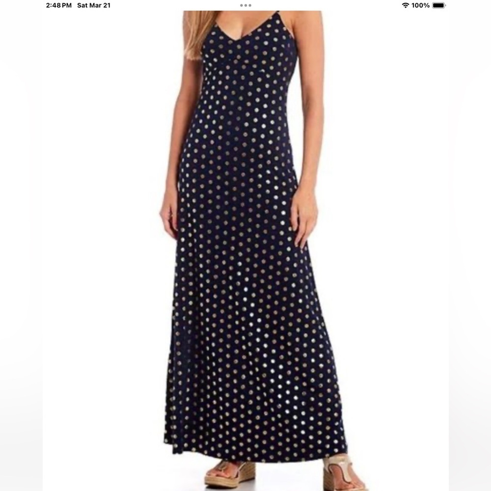 Michael Kors Women’s Navy and Gold Maxi Dress Size XS - Picture 13 of 13